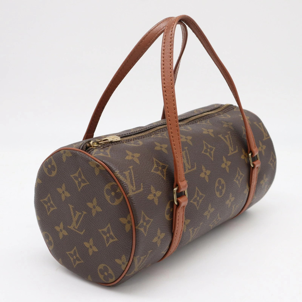 Louis Vuitton Monogram Papillon Handbag Canvas Leather Beige Brown